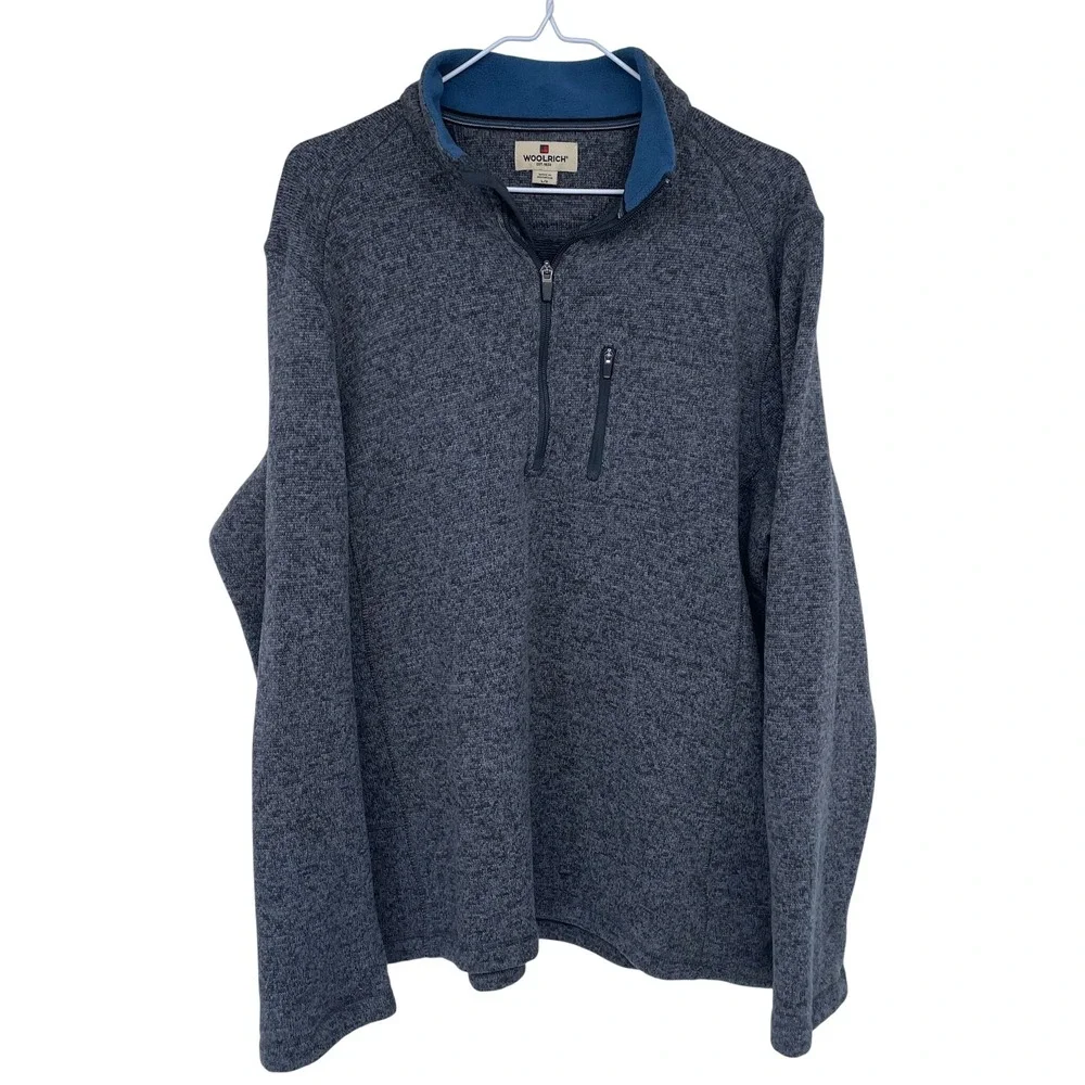 Woolrich Mens Gray Speckled Half Zip Pullover Sweater Large‎ Heathered Grey